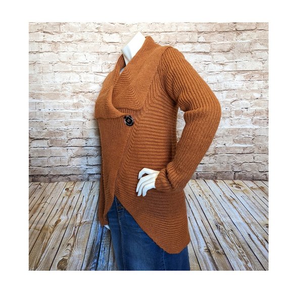 Elisabetta Collection Asymmetric Cardigan Sweater Wms Sz M Italy Wool Blend - Picture 3 of 11
